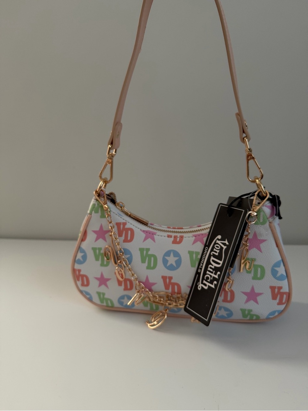 Von Dutch Multicolor Logo Mini Bag with Pink Trim